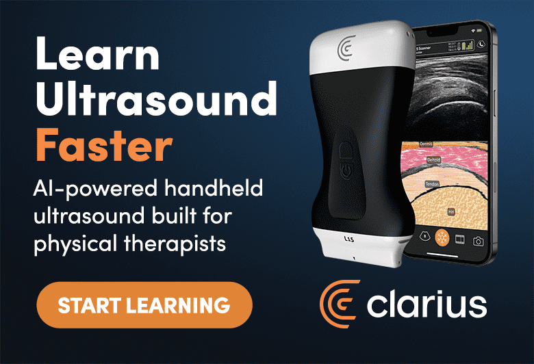 Clarius Clarius device advertisement for physical therapists