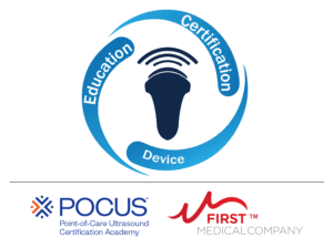 POCUS and First Medical Company combined logos