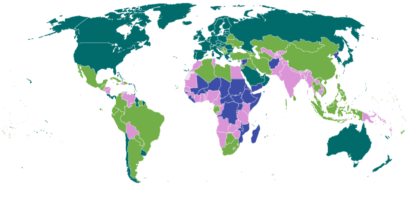 Map of World Bank income tiers