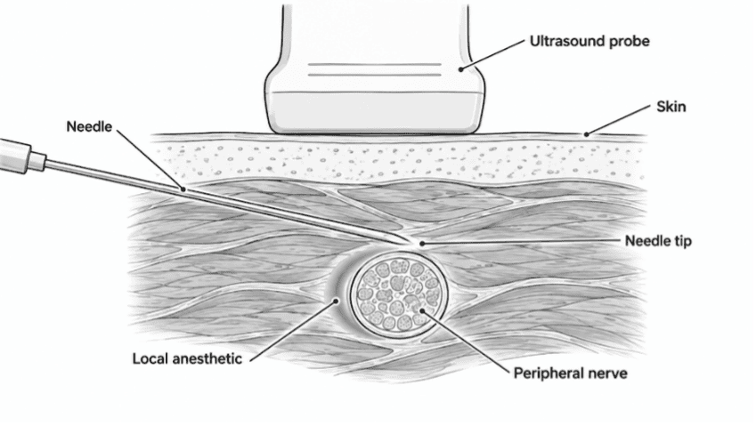 Diagrammatic representation of nerve blocks